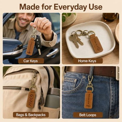 Custom Leather Christian Keychain, Personalized Engraved Bible Verse - color: Red