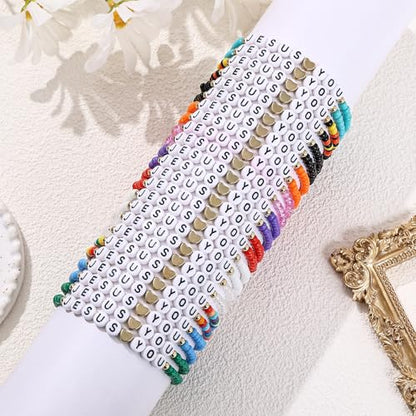 24Pcs Jesus Loves You Bracelets Bulk Handmade Clay Beads Bible Verse Bracelets Christian Friendship Jewelry Christmas Easter Gifts for Women Teen - color: Jesus 24-1