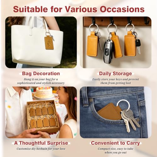Leather Keychain Blanks, 10 Pcs Laser Engraving Blanks Keychains Bulk - color: Yellow-10 Pcs