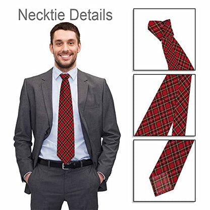 Men's Ties Novelty Tie Necktie for Men Teen Boys Multicolor Tie Party Holiday Thanksgiving Christmas - color: Red Black Green Plaid