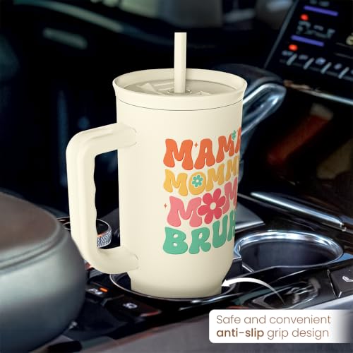 Mom Tumbler with Handle 40oz, Mama Mommy Mom Bruh Cup Stainless Steel Insulated Tumblers Coffee Travel Mugs, Gifts for Moms from Daughter Son, Best Mother Gift for Birthday Christmas Mothers Day - color: Mom 2