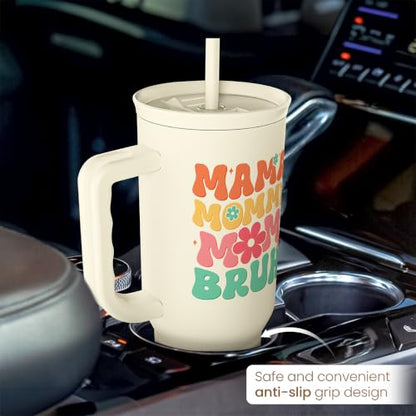 Mom Tumbler with Handle 40oz, Mama Mommy Mom Bruh Cup Stainless Steel Insulated Tumblers Coffee Travel Mugs, Gifts for Moms from Daughter Son, Best Mother Gift for Birthday Christmas Mothers Day - color: Mom 2