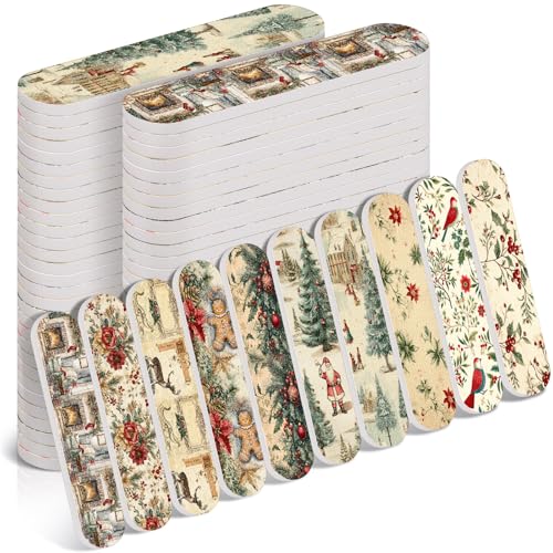 50 Pack Christmas Mini Nail Files Gifts Bulk Christmas Emery Boards - style: Retro