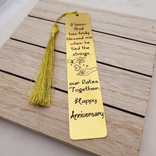 Unique Gift For Anniversary - I know God has truly blessed me when he tied the strings our fates together Bookmarks (Yellow Gold) - color: Yellow Gold