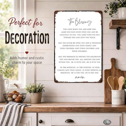 Christian Blessing Prayer Farmhouse Aluminum Metal Sign 8 x 12 Inch