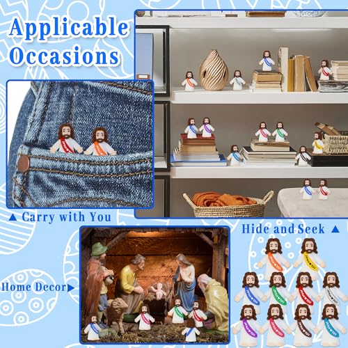 Bamamon 30 Pcs Little Jesus Figures, Mini Jesus Loves You Figures Bulk - color: 10 Color*30 Jesus Loves You