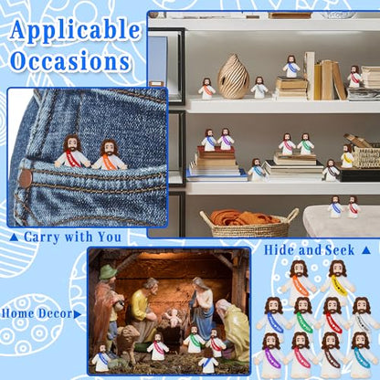 Bamamon 30 Pcs Little Jesus Figures, Mini Jesus Loves You Figures Bulk - color: 10 Color*30 Jesus Loves You