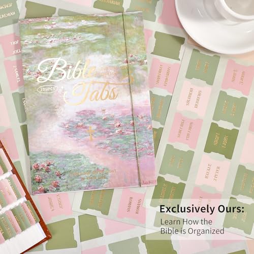 Laminated Bible Tabs for Women Men, Green Pink, Gold Foil Lettering, 105pcs - style: Gold Foil WaterLilyPink