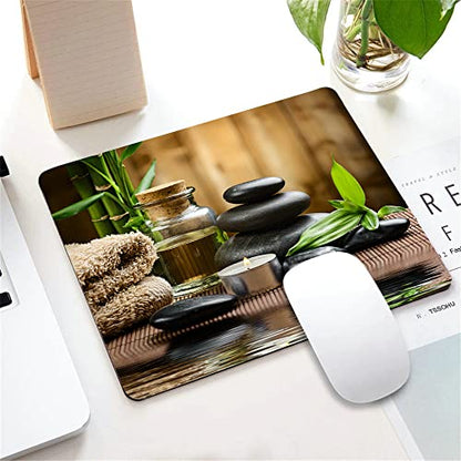 Spa Mouse Pad, Massage Stone Triplets Herbal Oil and Scent Candles Print Rectangular Mouse Pad, Non-Slip Rubber MousePads for Office Home Laptop, 9.5"x7.9"x0.12" Inch - color: TSP222