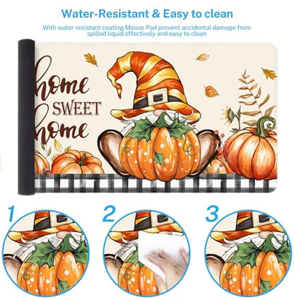 Britimes Large Mouse Pad, Mouse Pad, 31.5 x 15.7 Inch, Fall Gnome Pumpkin - color: Fall Gnome Pumpkin