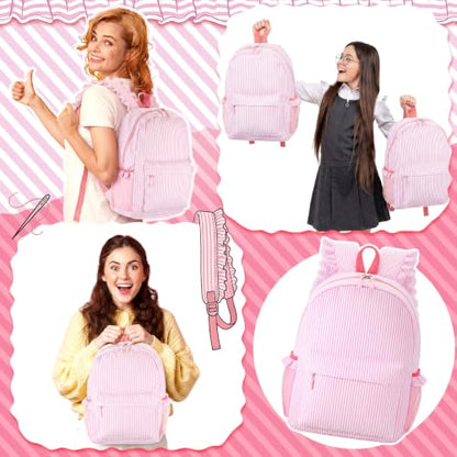 Shyyween 3 Pcs Backpack, Lunch Bag, Pencil Case Set Stripe Pink - color: Pink, style: Stripe