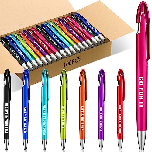 Lincia 100 Pcs Inspirational Ballpoint Pens Bulk, Medium Point, Black Ink - style: Inspirational