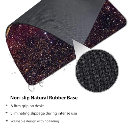 Surprised Space Cat Meme Mouse Pad, Funny Cosmic Kitty Red Nebula Desk Mat - color: Brown Dark Red