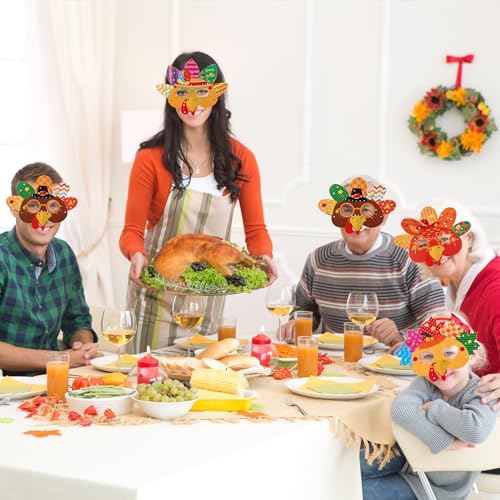 24 Sets Thanksgiving Turkey Masks Craft Kits DIY Turkey Face Mask Craft Kit - color: Turkey Masks