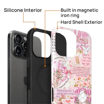 Magnetic Case for iPhone 16 Pro, Compatible with Magsafe PC Hard Shell & Silicone Inner Bumper Anti-Scratch Full-Body Cover Shockproof Slim Design Retro Newspaper Collage Religious Jesus - color: Retro Newspaper Collage Religious Jesus, size: iPhone 16 Pr