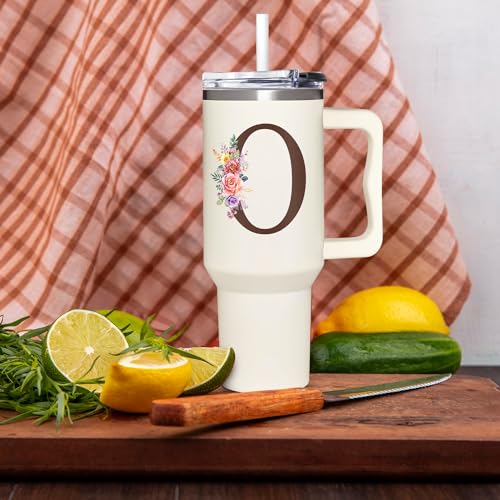 Personalized Gifts for Women, Customized Mother's Day, Birthday, Xmas Gift For Grandma, Mom, Wife, Friends, Sisters, Coworkers, Monogrammed Tumbler 40oz with Lid and Straw - color: O