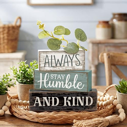 Lineshading 4 Pcs Inspirational Farmhouse Table Decor Wooden Shelves Signs - style: Beautiful