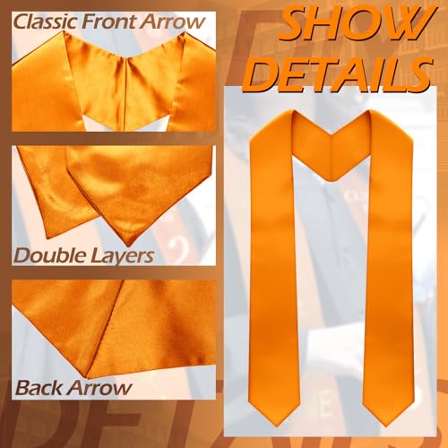 Geyoga 24 Pcs Graduation Stole Bulk Sublimation Blank 70 in - color: Orange