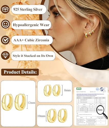 3Pairs Gold Cross Earrings for Women Hoops Huggie Earrings Stack Set - color: Gold-4