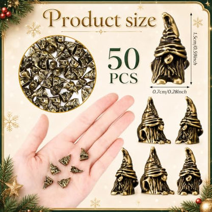 Civaner 50 Mini Brass Gnome Figurines, Christmas Tiny Gnome Decor - style: Gnome
