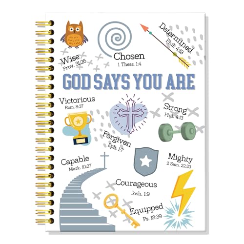 ERHACHAIJIA God Says You are Lined Spiral Notebook Gifts for Son Teen Boy - color: White-blue