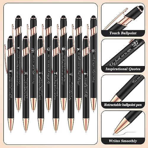 Chuangdi 48 Pcs Bible Verse Pens Bulk Black Ink Pens, Black - color: Black