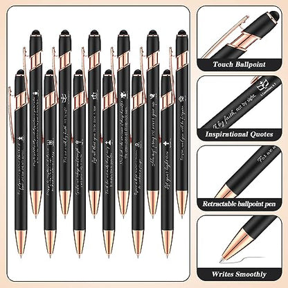 Chuangdi 48 Pcs Bible Verse Pens Bulk Black Ink Pens, Black - color: Black