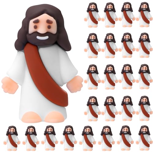 Bememo 25Pcs Mini Jesus Figure for Religious Favor,Brown - color: Brown