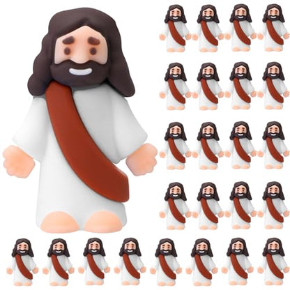 Bememo 25Pcs Mini Jesus Figure for Religious Favor,Brown - color: Brown