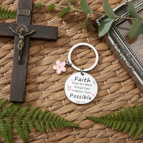 Bible Keyachain Christian Gifts for Women Cross Keychain Religious Gifts Bible Gift Faith Gift for Men - color: Faith Doesn't Make Things Easy