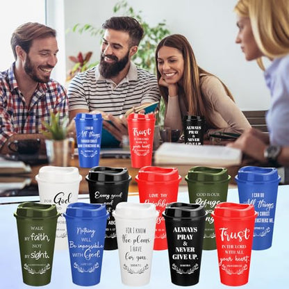 Skylety 20 Pack Christian Gifts Bulk 16oz Bible Verse Tumbler with Lids - color: Bold Color