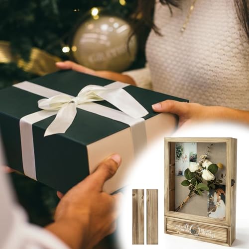 11" x 16" Wedding Shadow Box Display Case & Frame - Pine Wood Shadow Box