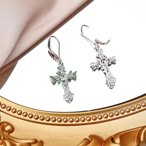 Cross Earrings 925 Sterling Silver Dangle Earring Gifts for Women - style: AA cross