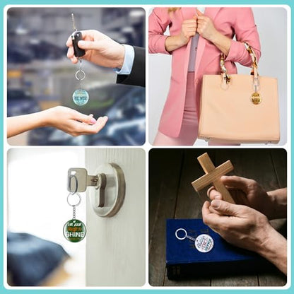 Janmercy 120 Pcs Acrylic Christian Keychain Bulk for Women - style: Rustic