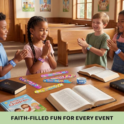 LovesTown 48 PCS Christian Snap Bracelets, Bible Verses Religious Jesus - style: Bible