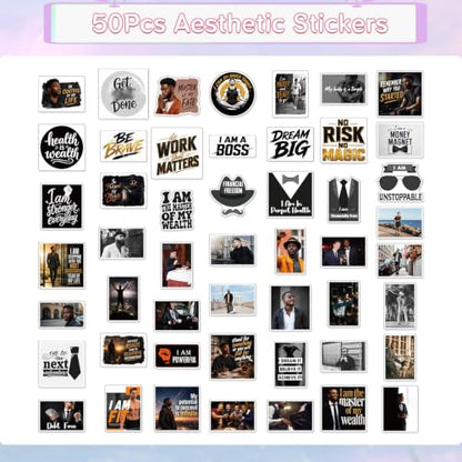 50Pcs Men’s Motivational Affirmation Vision Board Stickers Supplies - color: Men’s Motivational