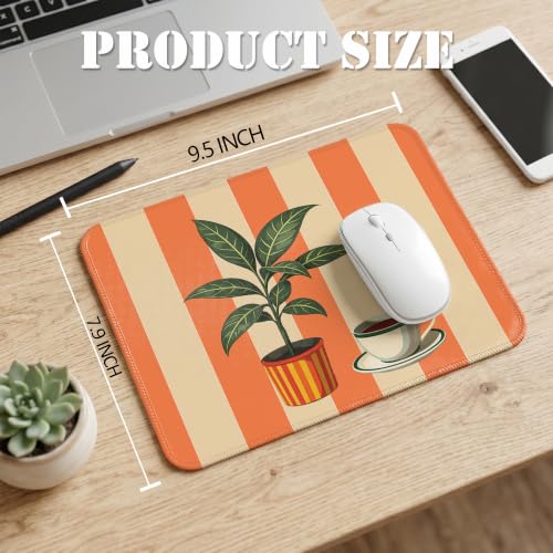 Striped Houseplant Tea Cup Mouse Pad Boho Desk Pad 9.5x7.9 Inch - color: Houseplant