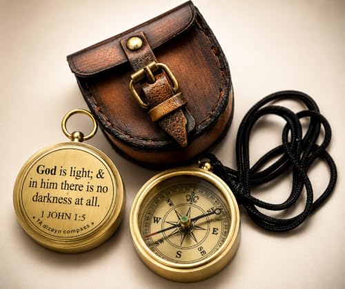 For I Know The Plans I Have For You, Jeremiah 29:11, Solid Brass Directional Engraved Compass, Baptism Gifts for Boys Girls, First Communion, Christian Gifts for Men, First Confirmation Gifts for Boys - style: # God is Light-1 John 1:5