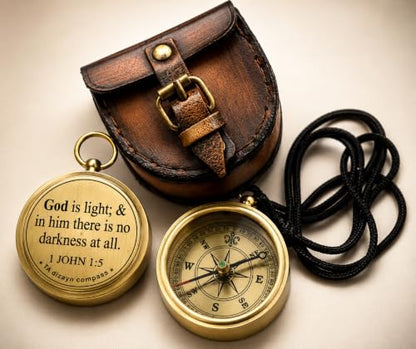 For I Know The Plans I Have For You, Jeremiah 29:11, Solid Brass Directional Engraved Compass, Baptism Gifts for Boys Girls, First Communion, Christian Gifts for Men, First Confirmation Gifts for Boys - style: # God is Light-1 John 1:5