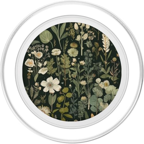 Olive Green Boho Botanical Wildflowers PopSockets PopGrip for MagSafe - style: Magnetic PopGrip