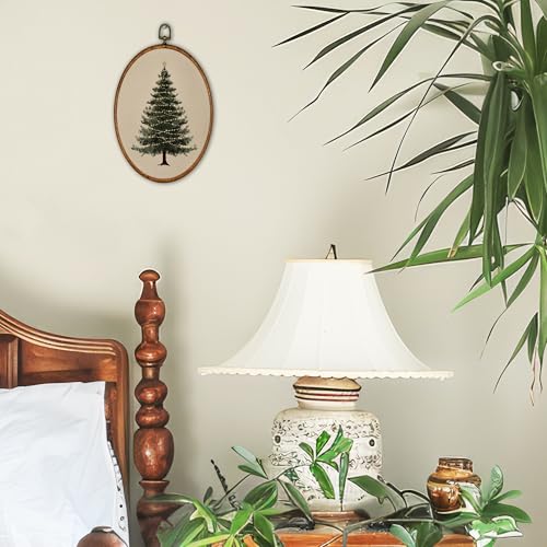 BCUANGD Christmas Oval Wall Art Decor - Vintage Winter Pine Tree Wall Art Canvas Frame Artwork Prints, Rustic Christmas Holiday Cottage Oval Wall Hanging Decorations for Home Gallery, 8.6"x11.4" - color: Christmas-15