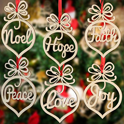 Bememo 30 Pcs Christmas Ornaments Hanging Wooden Christmas Tree Decoration