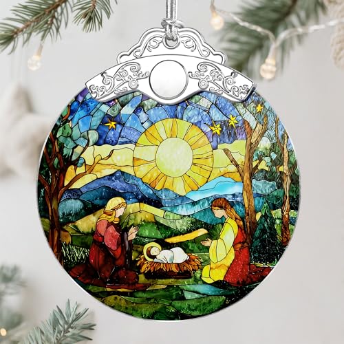 Christmas Ornament, Christmas Tree Decor, Christian Ornament, Nativity Scene, Religious Home Decor, Christian Gifts, Religious Gifts, Gift Exchange, Gift Idea - Pattern D - color: Nativity Pattern I