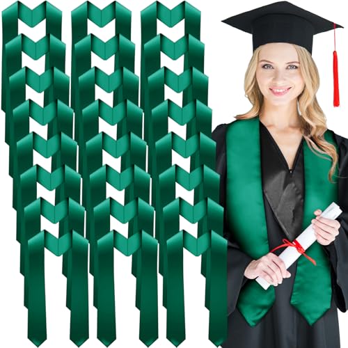 Geyoga 24 Pcs Graduation Stole Bulk Sublimation Blank 70 in - color: Green