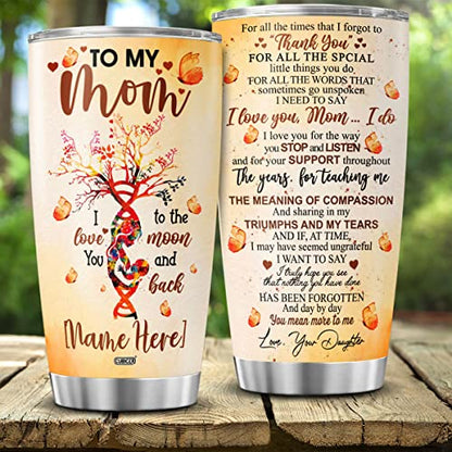 CUBICER Personalized Coffee Tumbler Tree Heart Customized Name Travel Mug Oz Birthday Gifts For Mom Women Stainless Steel Cups Insulated Tumblers Motivational Sayings Mothers Day - color: Mom And Tree