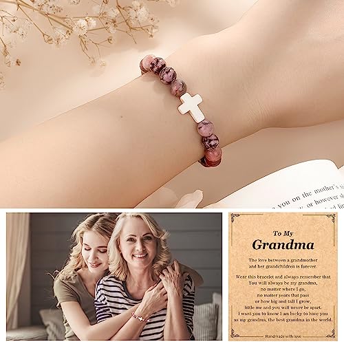 Christian Grandparents - Day Gifts for Women, Religious Cross Bracelet - color: Grandma