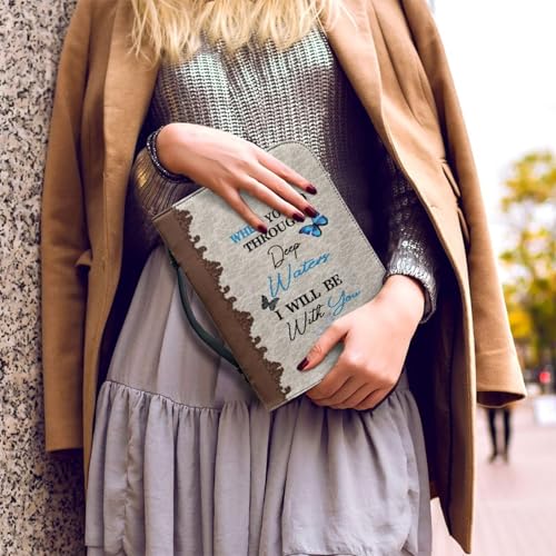 Butterfly Letters Womens Bible Covers Lightweight PU Bible Bag with Built-in Pocket & Pen Slots Bible Holder Case Book Cover Protector Scripture Church Bag Christian Gifts - color: Butterfly Letters, size: 2XL