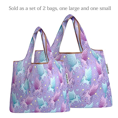 allydrew Large Foldable Tote Nylon Reusable Grocery Bags - color: Set of 2, Pegasus, size: Large & Small (Set of 2)