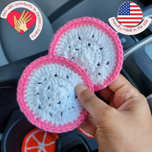 Cotton Crotchet Fruit Car Coaster Set (Dragon Bloom) - color: Dragon Pop