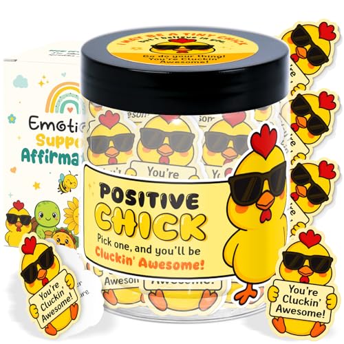 Chicken Gifts For Women - 60 Positive Chicken Cards Jar, Daily Affirmation Cards For Women, Girls, Coworkers, Best Friends - Emotional Support Chick - Birthday Gift for Womens - Teen Girl Gifts Trendy - color: Positive Chick